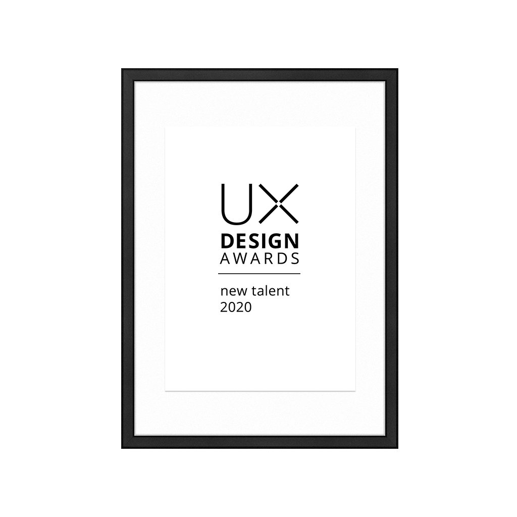 International Winner UX Design Awards 2020 New Talent